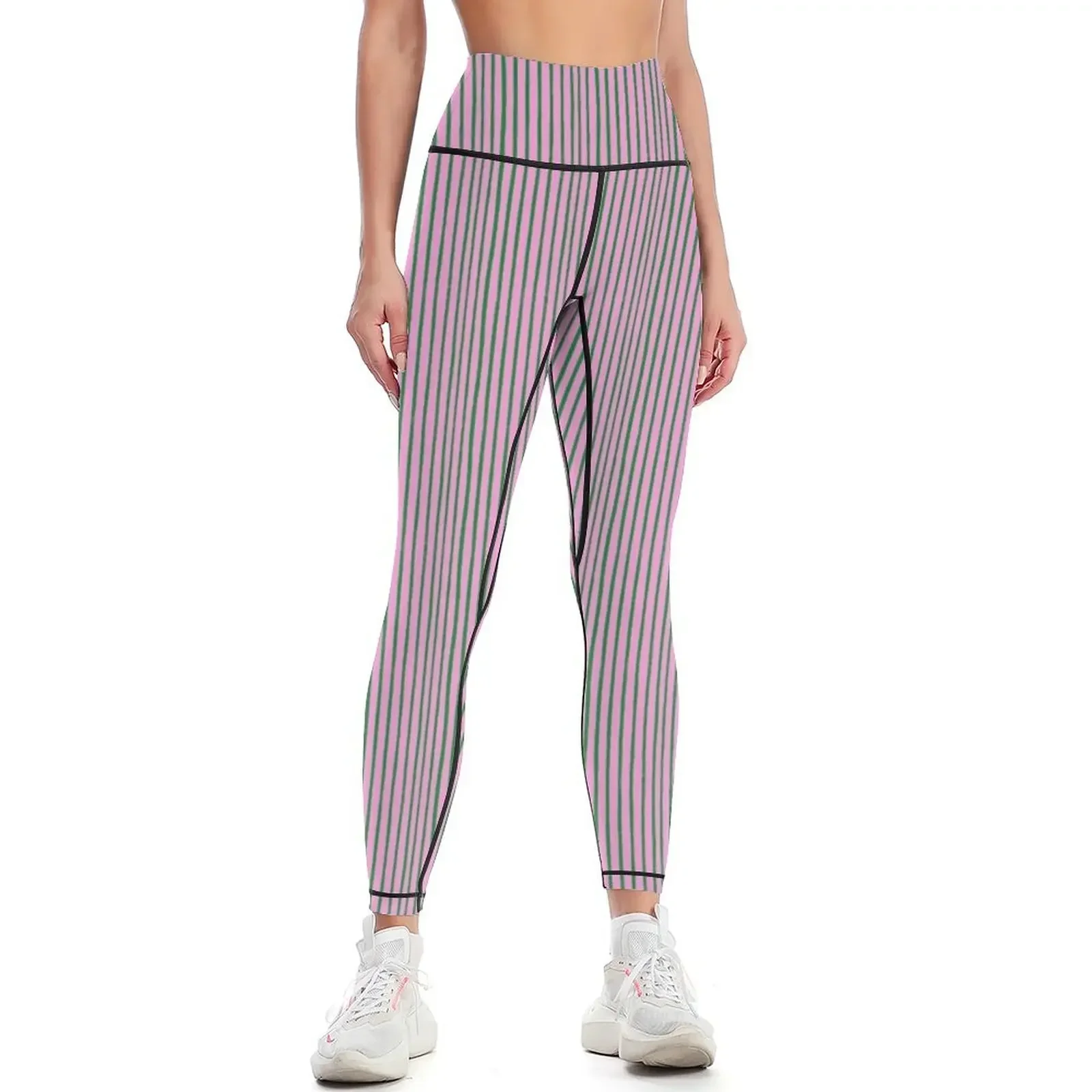 Green and Pink Brush Stroke Stripes Pattern Leggings Women's sports push up legging sport pants Womens Leggings