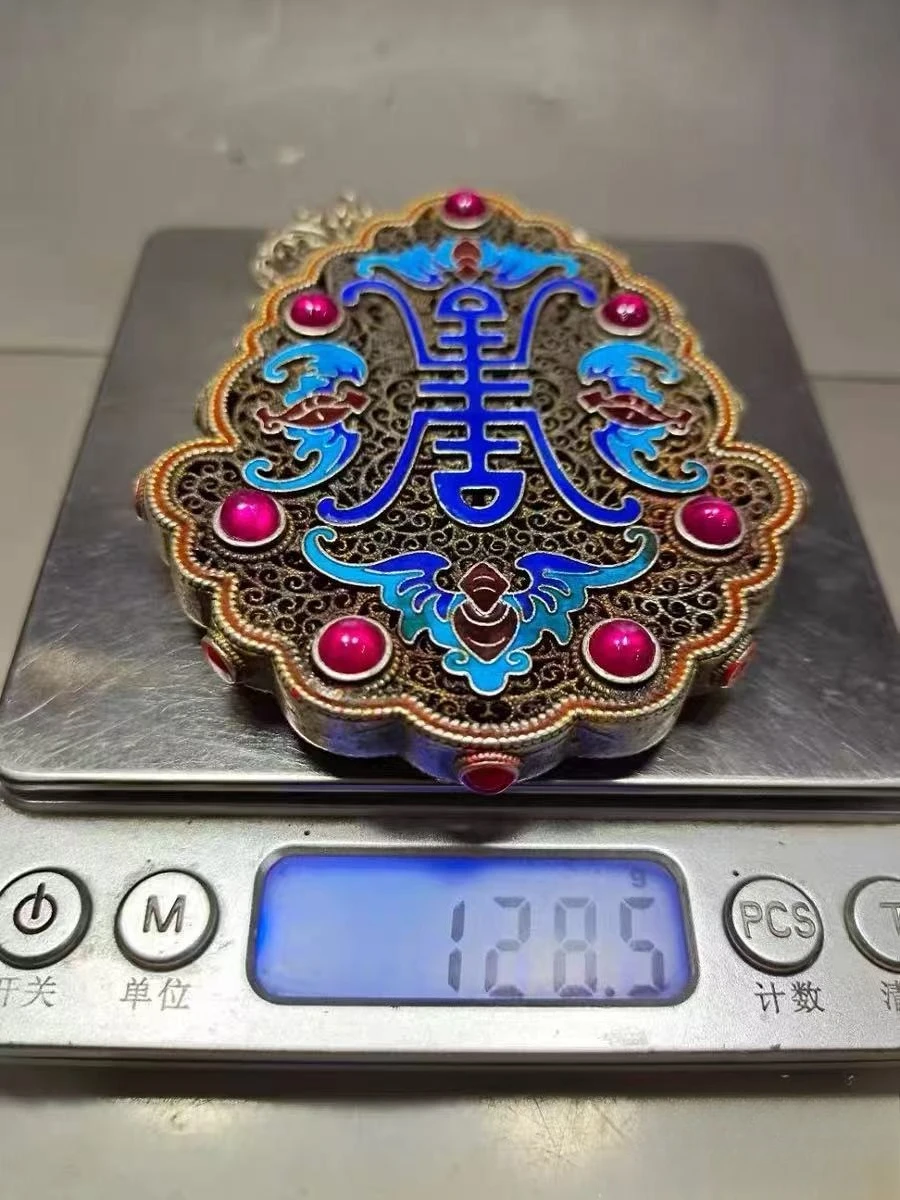 Jewelry Accessories Retro Tibetan Silver Inlaid Ruby Round Transfer Bead Pendant, Starlight Gem Pendant