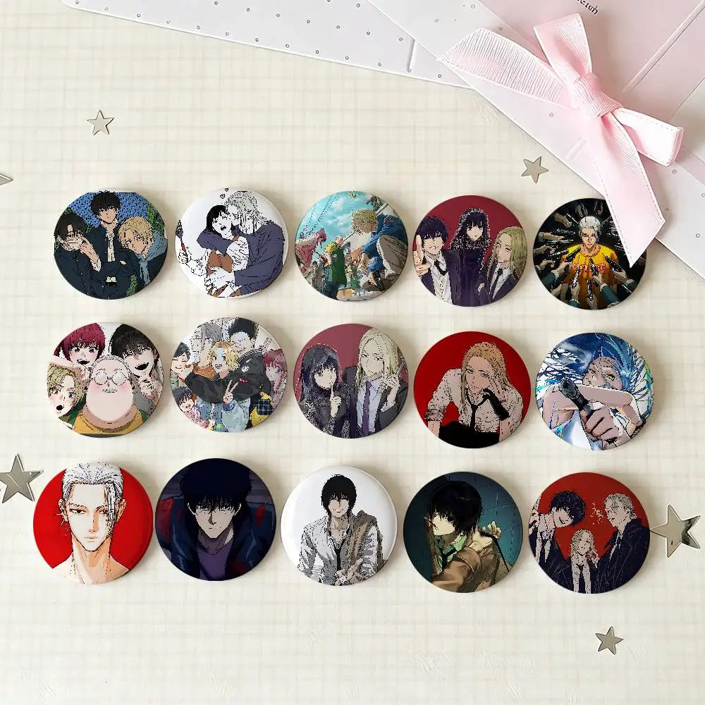 S-SAKAMOTO DAYS Badges Tinplate Soft Button Pin Brooch Metal Badge Custom Jewelry Accessories Hat Bag Lapel