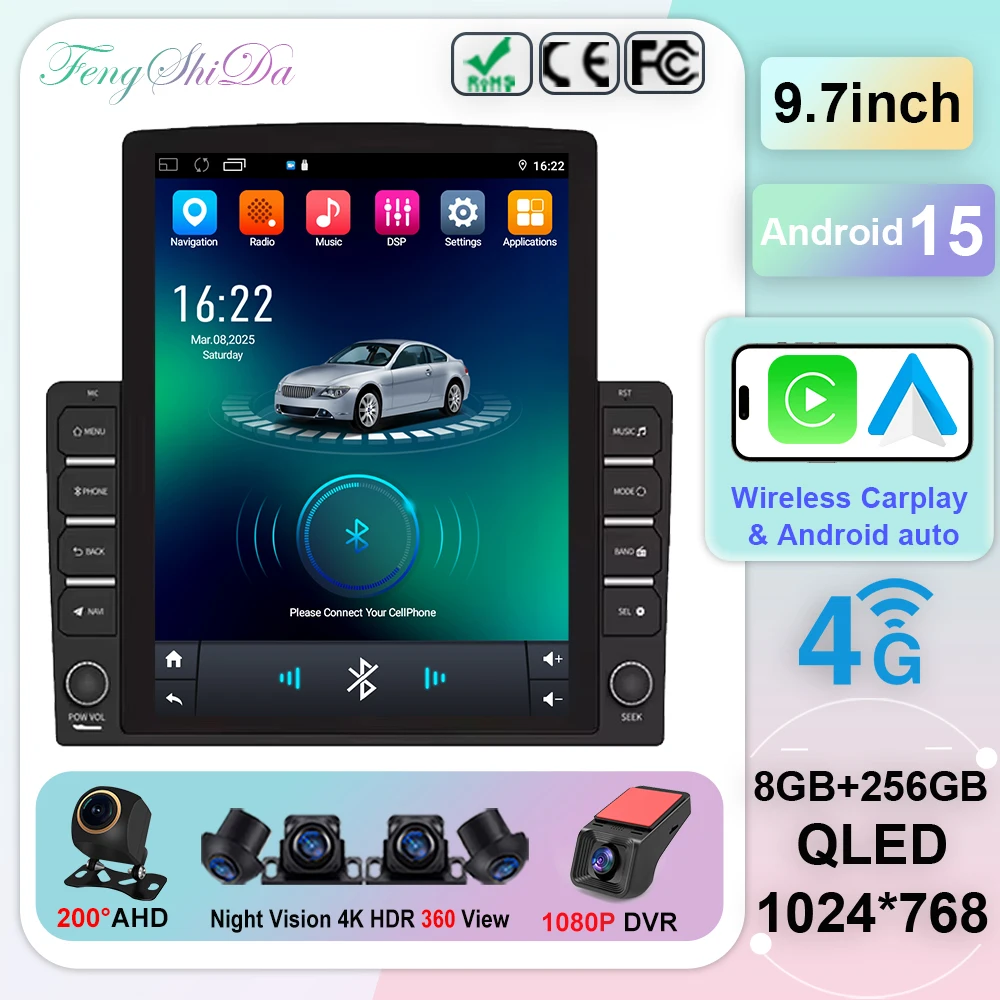 راديو السيارة لشركة هيونداي أزيرا غراندور TG 2005 - 2011 أندرويد السيارات نظام تحديد المواقع مسجل مشغل وسائط متعددة لا 2din DVD HDR 5G Carplay 9.7"