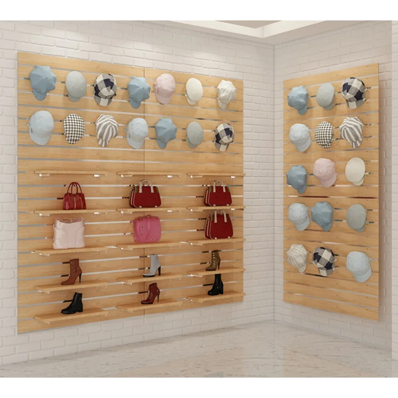 

2025customized.Slatwall Retail Shop Display Rack Wooden Display Panel Shop Cheap Phone Accessories Display Rack Stand