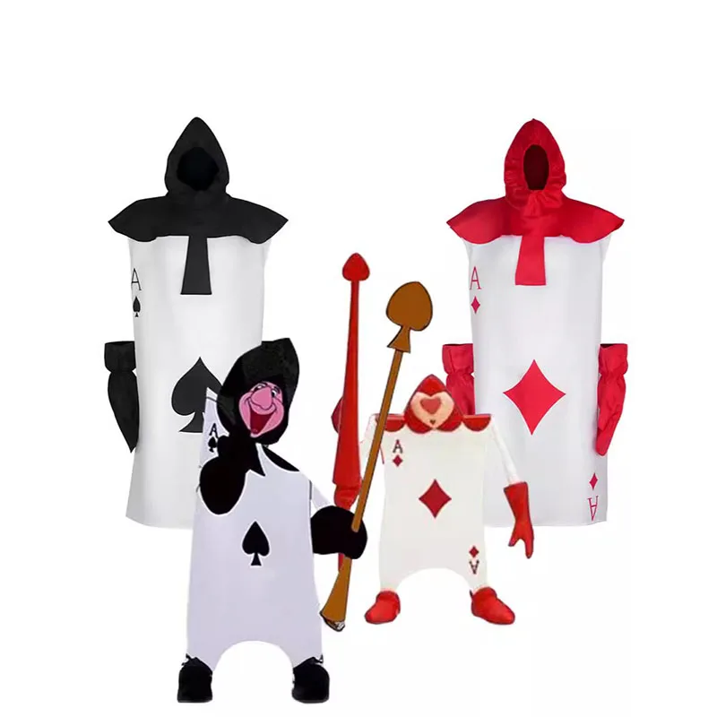 Halloween New Spades Poker Spot Poker Red Jumpsuit Party Performance Costume Funny Cos Suit Anime Cosplay