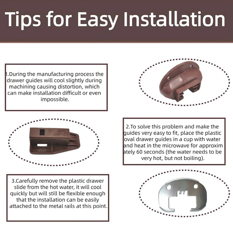 Replacement Parts Drawer Guide Model 168, 7 Sets Of Metal Backing And Drawer Stops With Rollers, Fits Slide Drawers