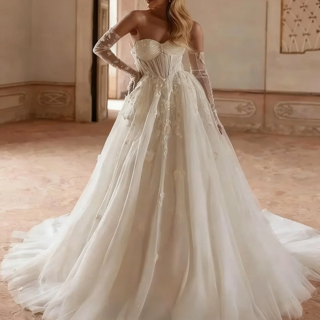 تخصيص ألف خط 3D الزهور يزين قبالة الكتف الحبيب أثواب الزفاف الرسمي العروس حفلة موسيقية العباءات