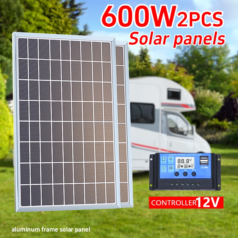 300 w600w Solarpanel-Kit komplett 12V poly kristalline USB-Strom tragbare wiederauf ladbare Solarzellen-Solargenerator für den Außenbereich