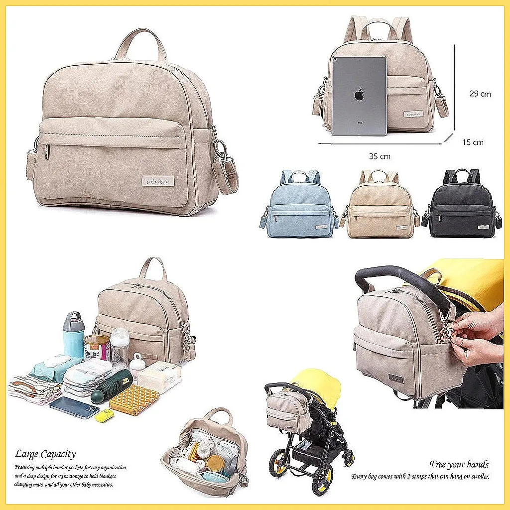 Soboba Waterproof Diaper Backpack, Stylish Multi-Function Baby Changing Bag for Moms