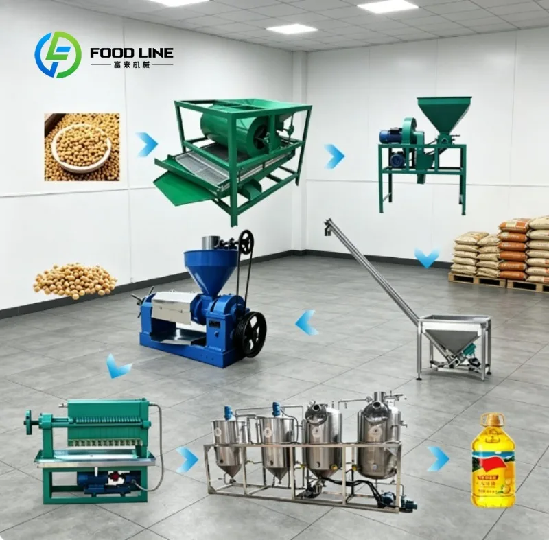 Commercial Oil Press Production Line Automatic Industrial Equipment for Peanut, Soybean and Canola Oil Extraction