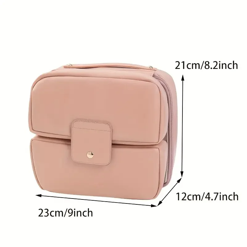 Portable Foldable Makeup Brushes Comestic Tools Organizer Cosmetic Bag with Multiple Compartments Travel Toiletry Storage Pouch