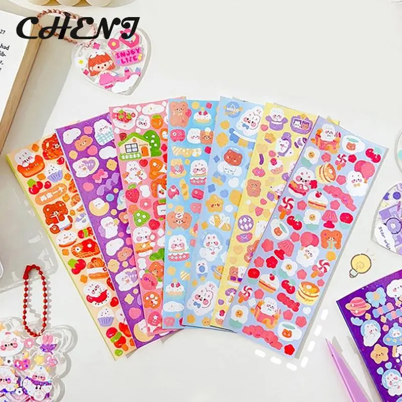 10pcs Shiny Cute Animals Cat Bear Decorative Sticker for Scrapbooking DIY Phone Case Materials Landscape