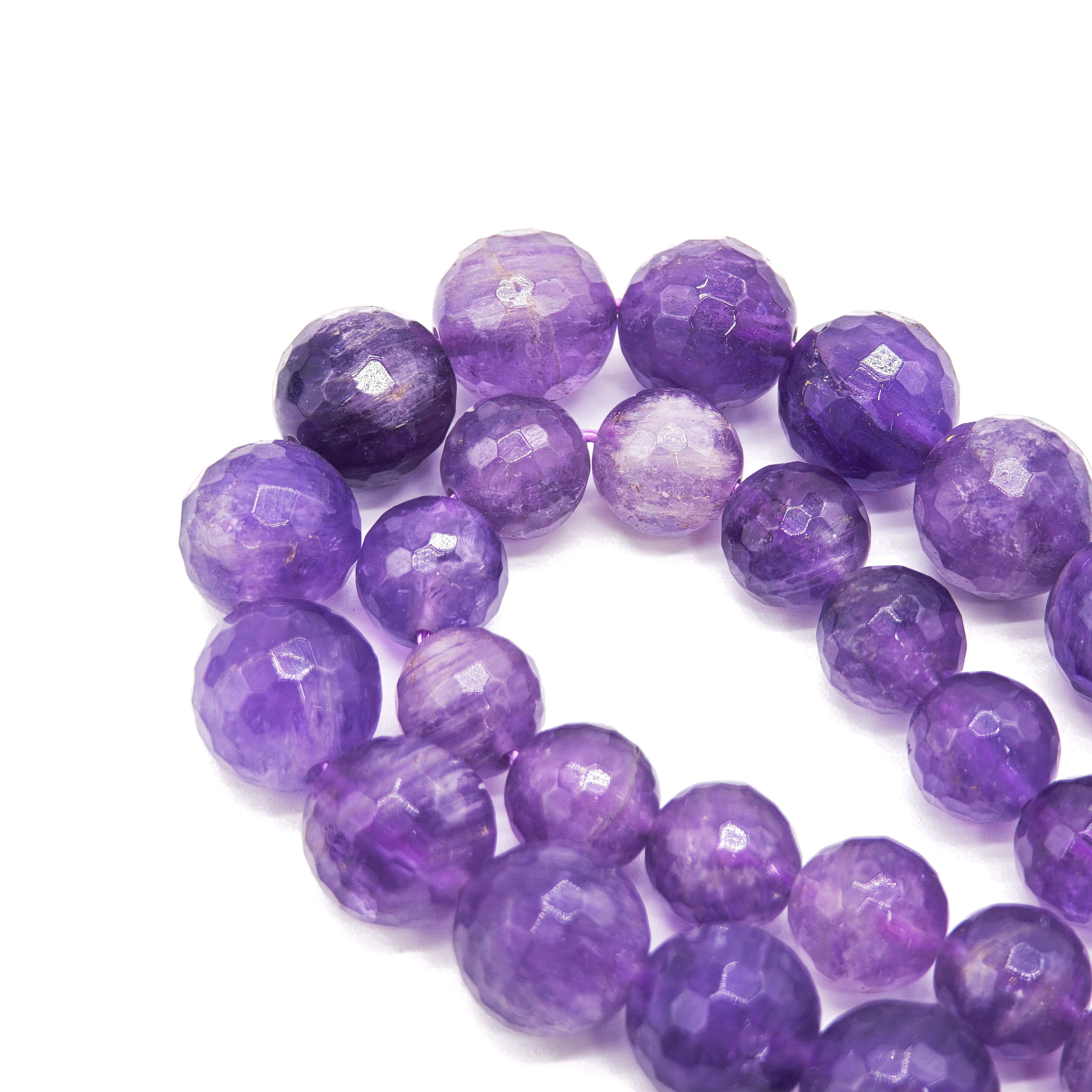 AAA Natural Purple Jade Faceted Round Beads 8/10mm | Precision Cut Crystal Gemstone for DIY Jewelry, 2 Sizes, Bulk Discount