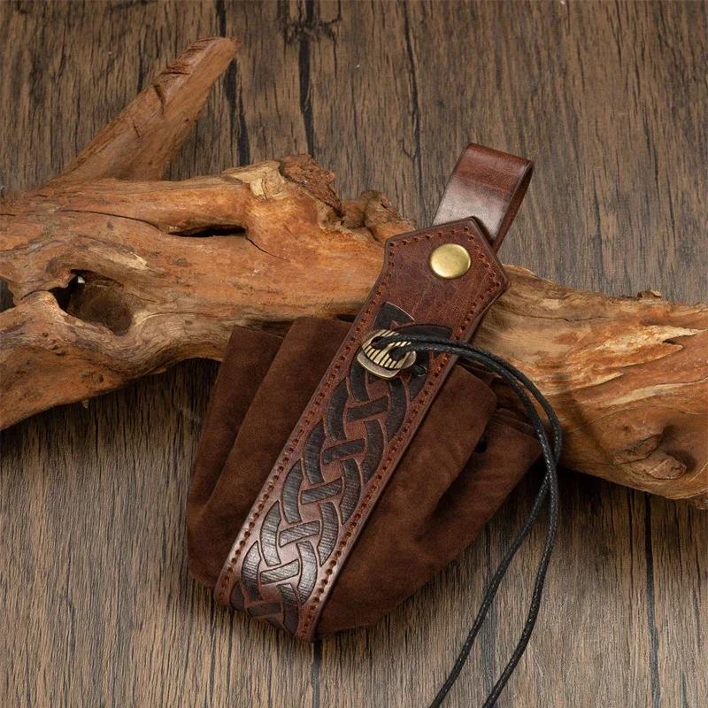 Viking-style Medieval Pouch That Can Be Hung On a Belt, Men's Coin Purse, High-quality Retro Waist Bag, Cool and Handsome Style - view 2