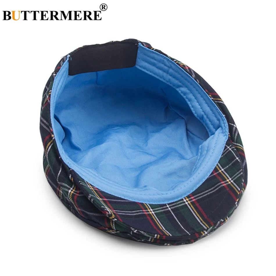 BUTTERMERE Womens Plaid Flat Caps Male Casual Cotton Vintage Berets Hats Summer Spring Classic Checkered Stylish  Cap