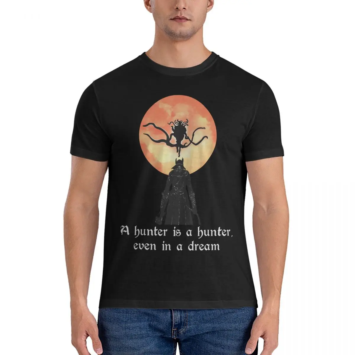 Awesome Bloodborne - A Hunter Is A Hunter Even In A Dream V16  Men Crew Neck Pure Cotton T Shirts Dark Souls  Summer Clothing