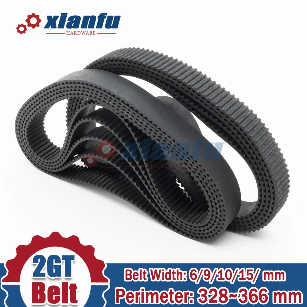 2GT Timing Belt Perimeter 328 330 334 336 338 340mm 2M Rubber Width 6/9/10/15mm Pitch2mm 342 344 348 350 354 356 358 360 364 366