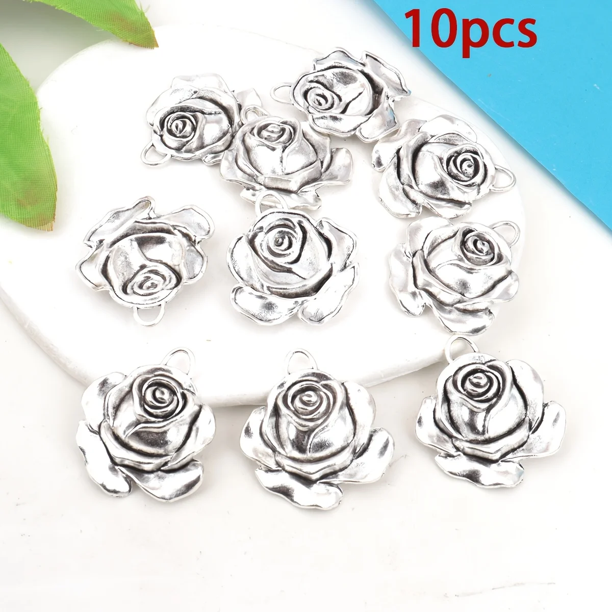 10 Antique Rose Pendant Zinc Alloy Plated with Antique Silver/Bronze 3.1 * 3.6CM, DIY Jewelry Making Pendant, Necklace, Earring,
