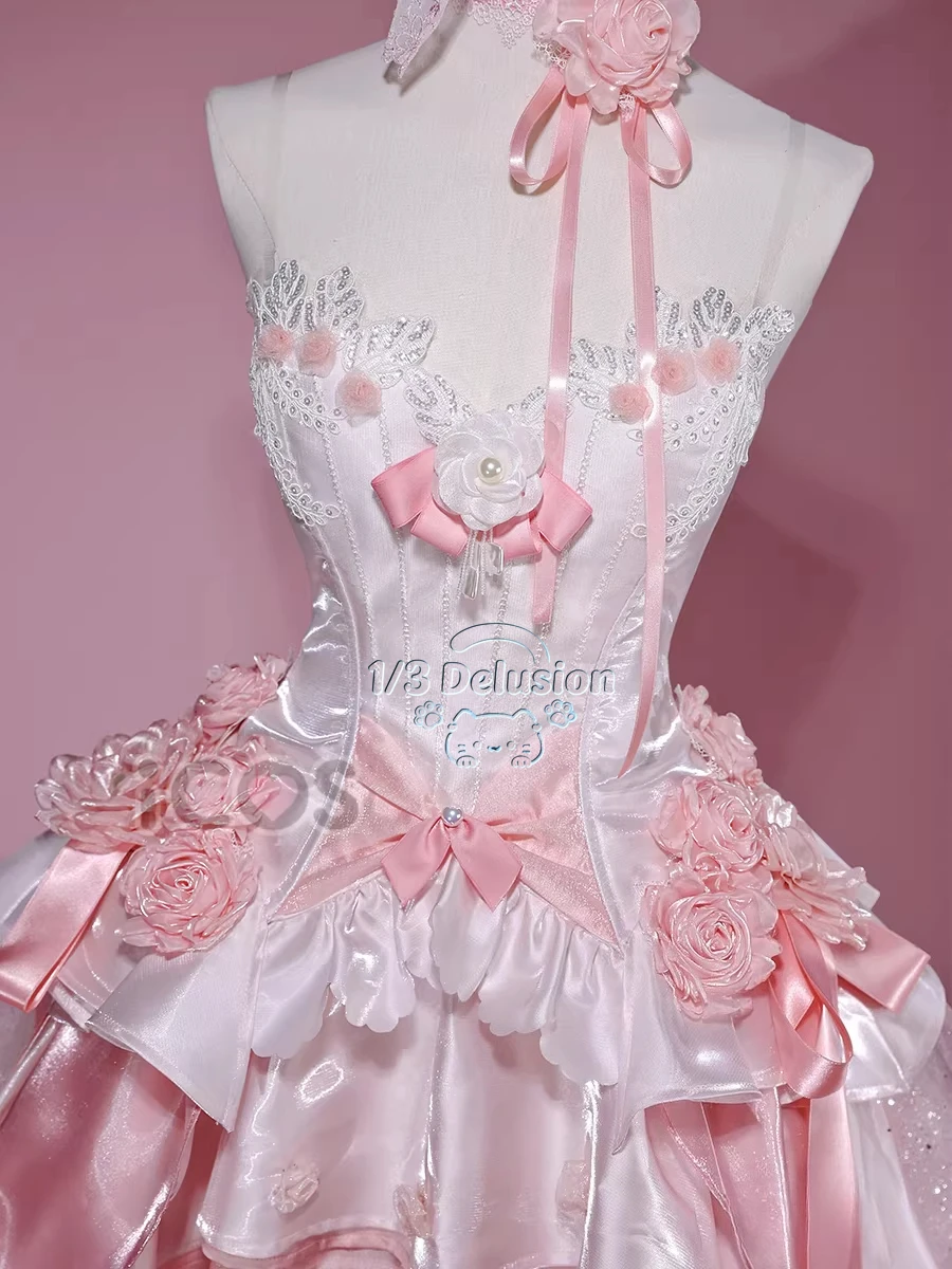 Sword Art Online Asuna  Cosplay Costume  Role Play Women Rose Wedding  Dress Suit Full Set 1/3 Delusion view 3