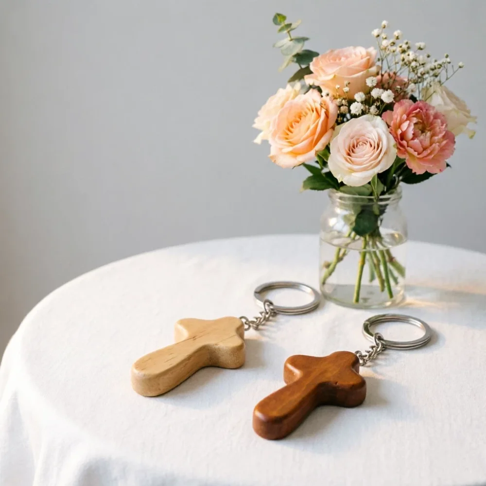 

Creative Minimalism Wooden Cross Keychain Exquisite Mouth Red Envelope Pendant Keyring Car Motorcycle Key Chain Couple Day Gift