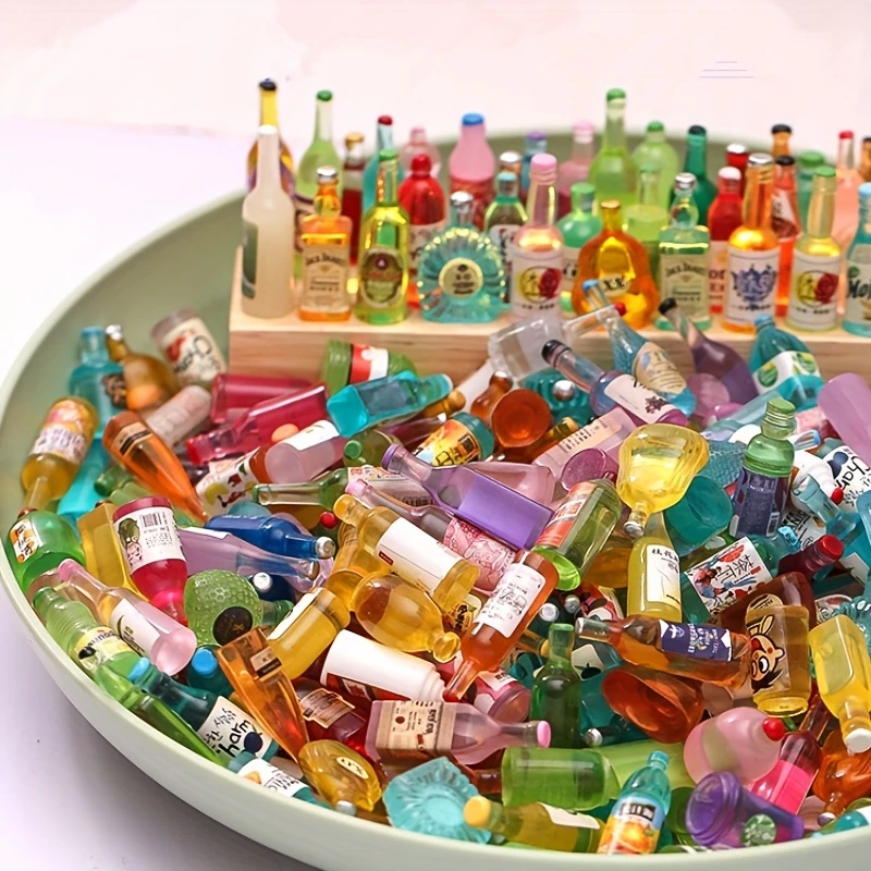 10/20/30Pcs Mix Mini Resin Bottles Drinks For Doll House Decoration Kids Pretend Play Toy