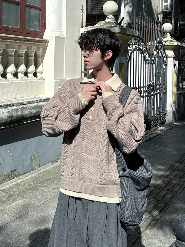 

Ретро-свитер в американском стиле с узором «пшеничный колос», вязаный, повседневный, свободного кроя, для мужчин и женщин, модный осенний топ с длинными рукавами