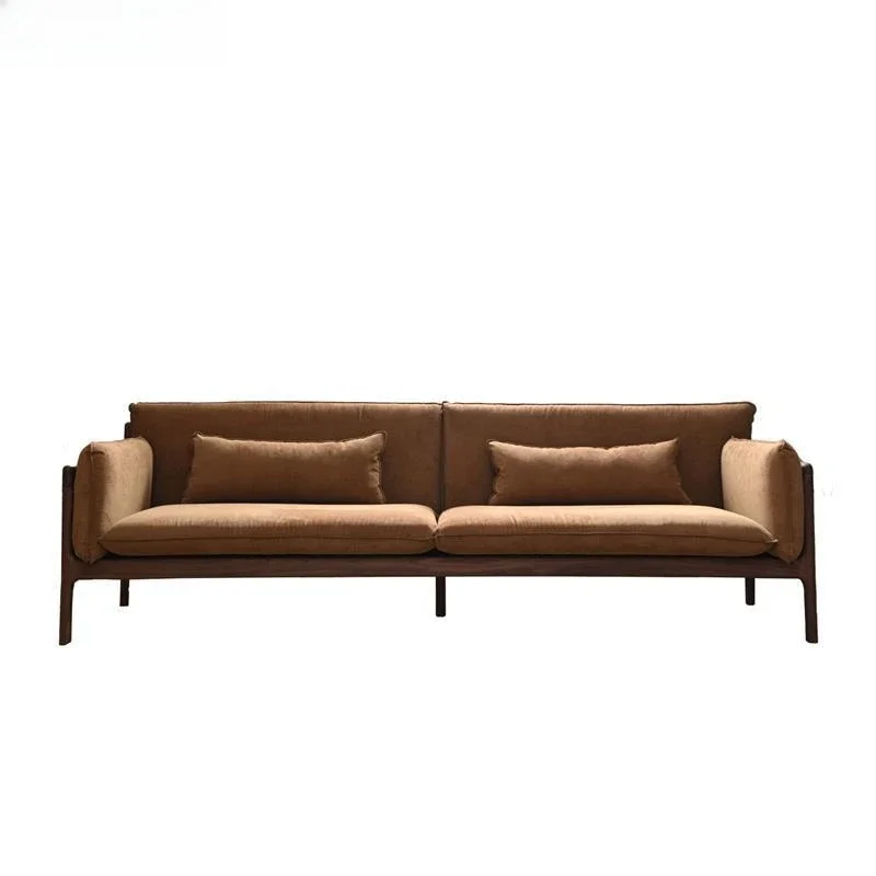 Nordic simple living room fabric sofa winter and summer dual-purpose North American black walnut ash wood new Chinese retro log