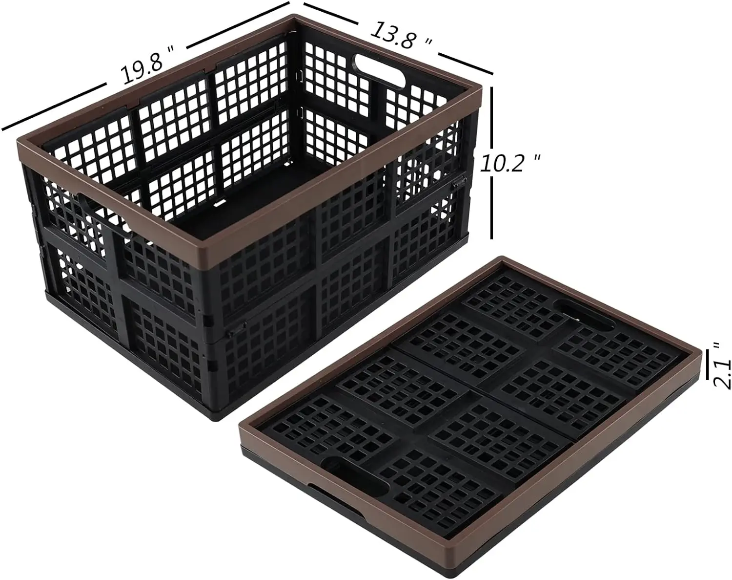 4 Pack Large Collapsible Crate for Storage, 42 Liter Plastic Folding Crate Box Bin