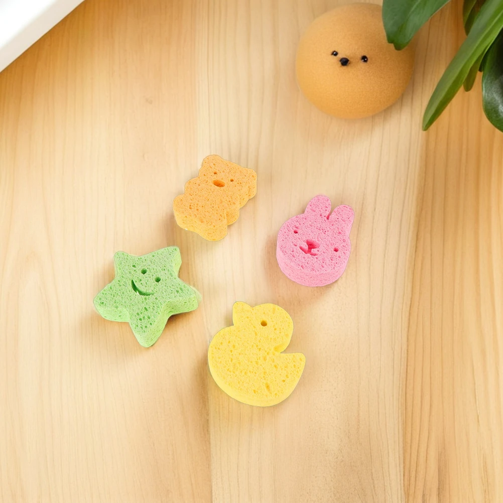 

8pcs Bath Sponge Cute Animal Shape Soft Gentle Cleaning Infant Sponges Bath Time Fun Bathing Essentials Cartoon Sponge