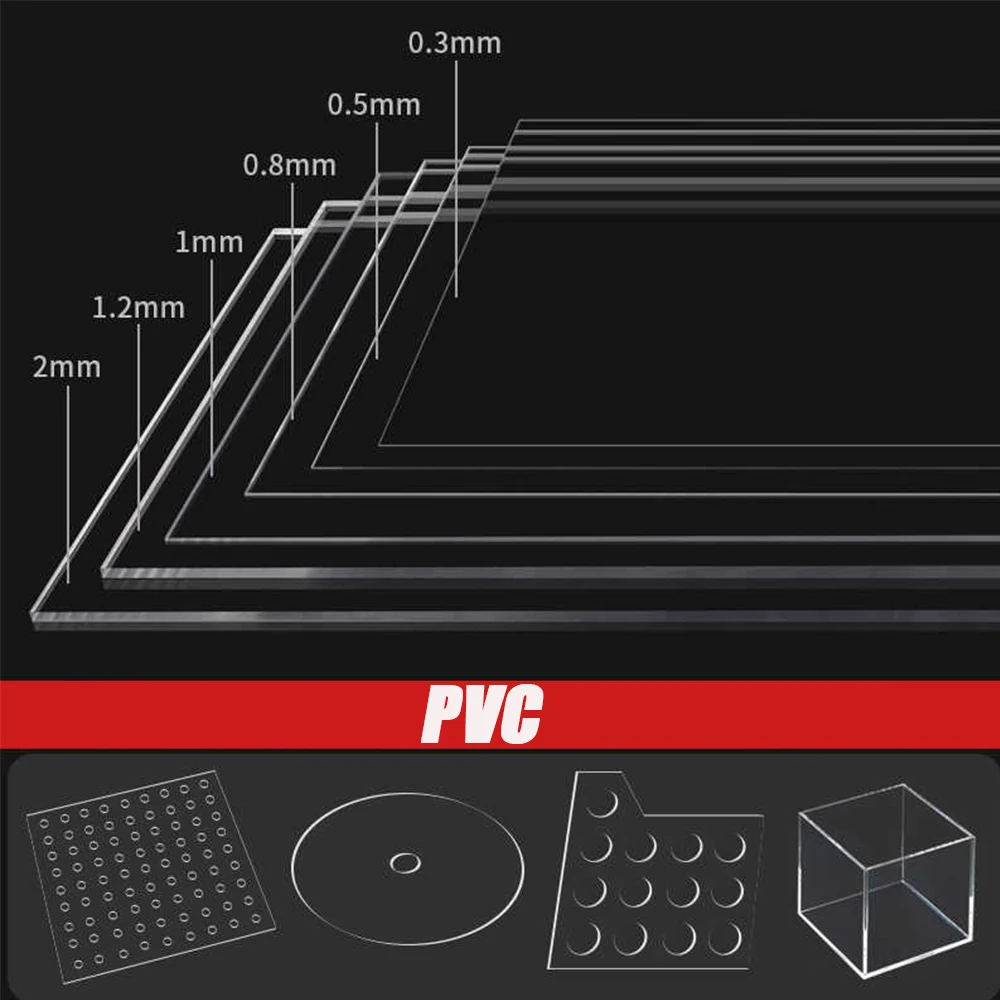 1 قطعة لوحة PVC شفافة عالية سمك 0.2-2 مللي متر ورقة بلاستيكية شفافة لتقوم بها بنفسك نموذج معالجة المواد اكسسوارات 100x200 مللي متر