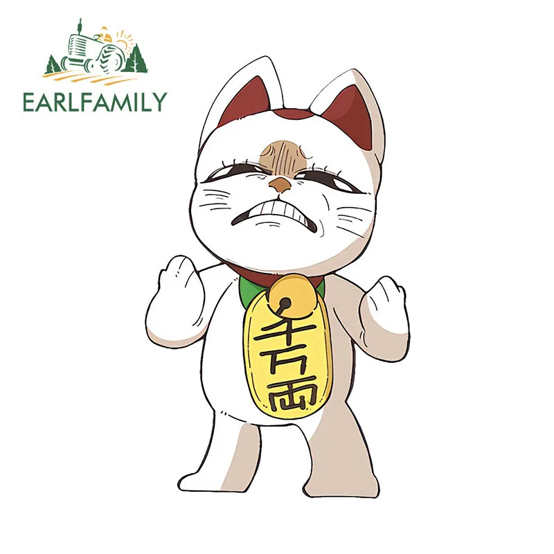 EARLFAMILY Turbo With A Disdainful Expression Car Stickers Cute Anime Motorcycle Decals Sunscreen RV Decoration Accessories
