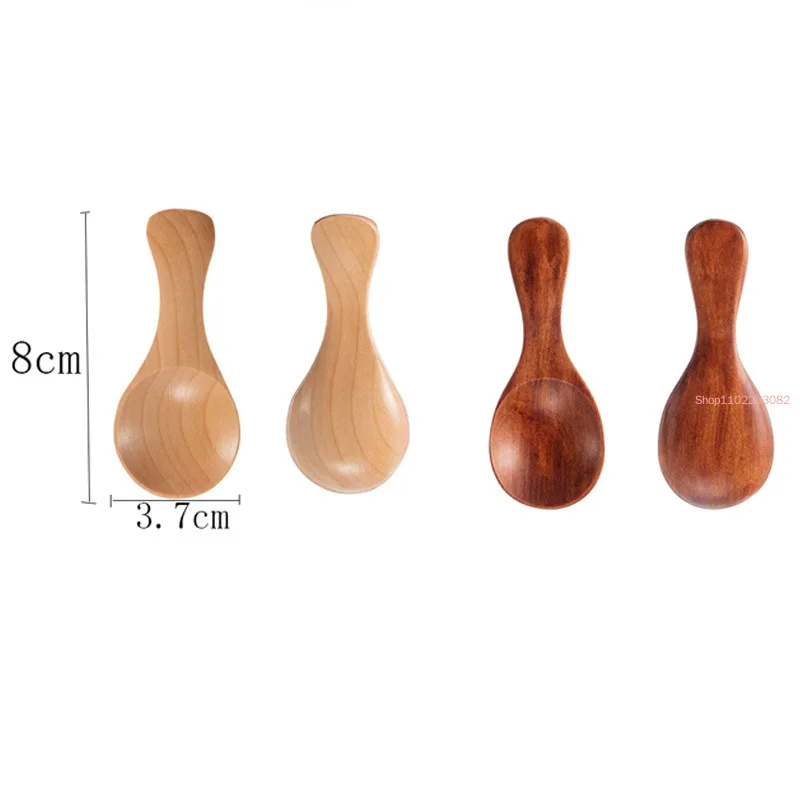 20Pcs Mini Wooden Spoon Kitchen Seasoning Xylose Tea Coffee Short Tableware Cooking Tools