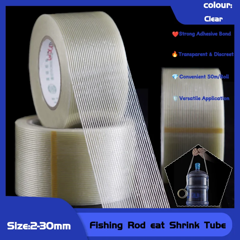 

50m/Roll Single Sided Tape Fiber Strapping Tape Transparent Packaging Seal Industrial Adhesive for Secure Bundling and Fixing