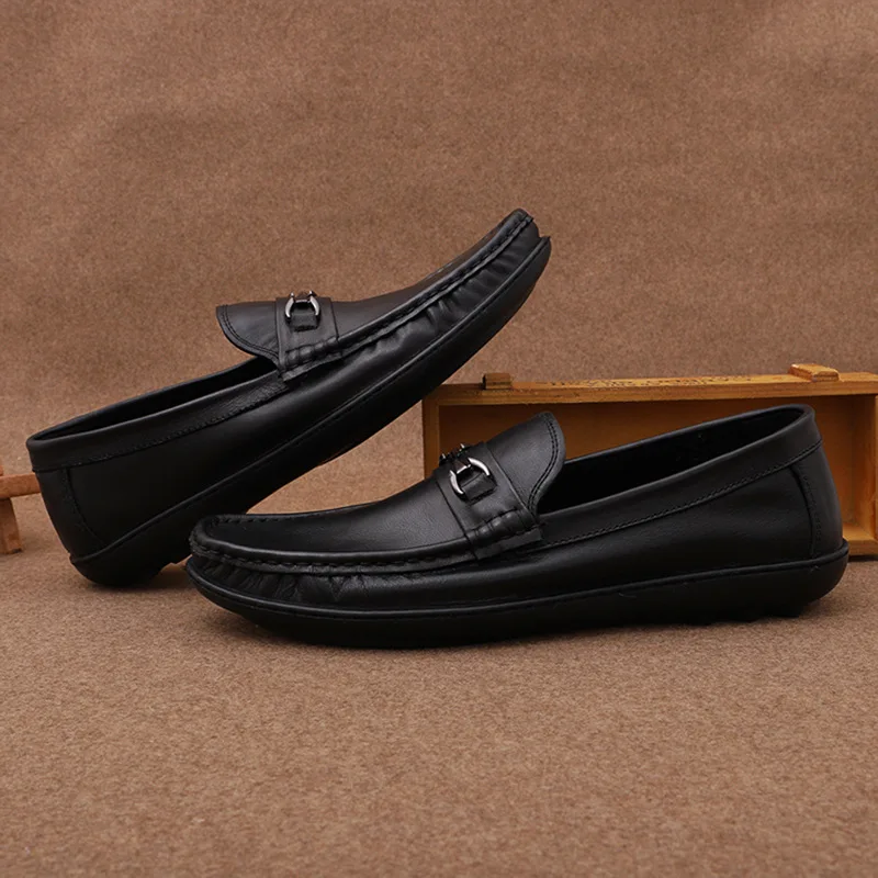 Genuine Leather Men Loafers Comfortable Driving Shoes Slip On Mens Moccasins Wedding Party Men Shoes Office Dress Leather Shoes