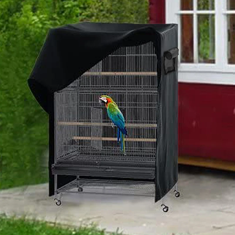 Large Black Bird Cage Cover Washable Windproof Parrot Cages Square Dustproof Blackout Shade Cloth Breathable Birdcage Protective