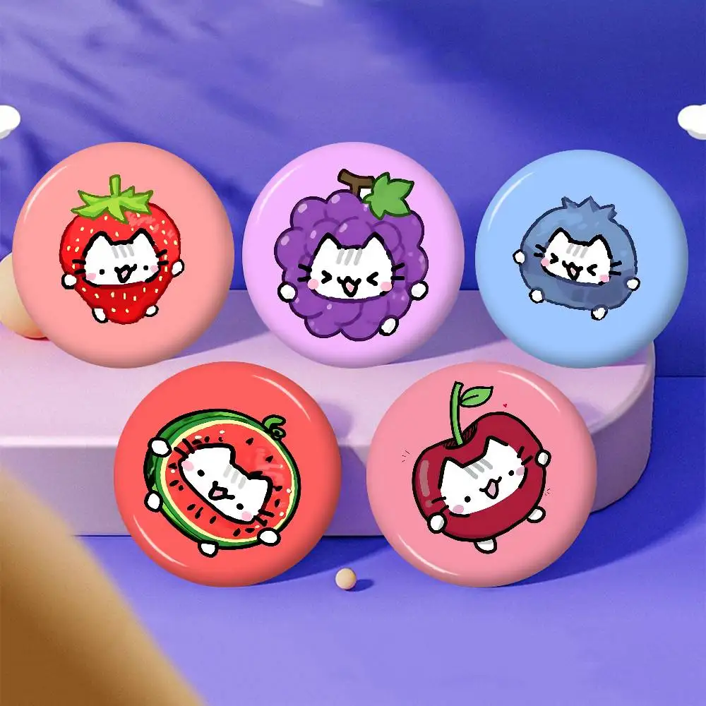 Hot Cute Strawberry Cat Meow Meme Anime Brooches Cute Cartoon  Badge Jacket Jeans Lapel Pin Gift Accessorie