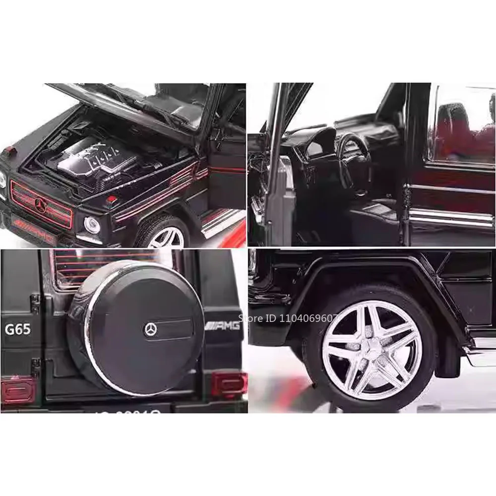 مقياس 1:32 G65 مصنوع من خليط معدني موديلات سيارات لعبة 4 أبواب مفتوحة ضوء الصوت التراجع محاكاة عالية سيارات الدفع الرباعي لهدايا الأطفال #3