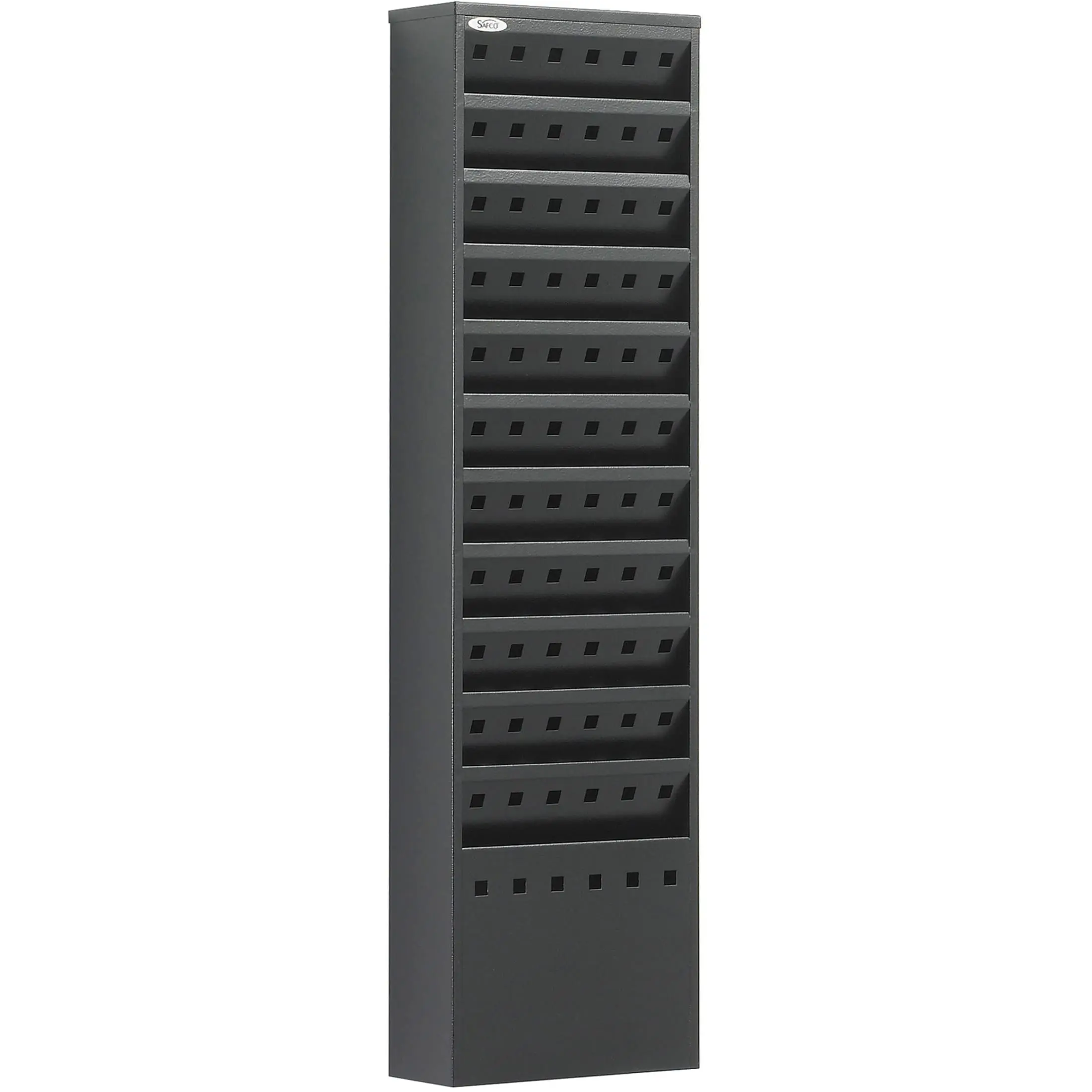 4321BL Steel Magazine Rack, 11 Pockets - Durable Wall Mounted Black Steel Construction with Optional Base - Perfect