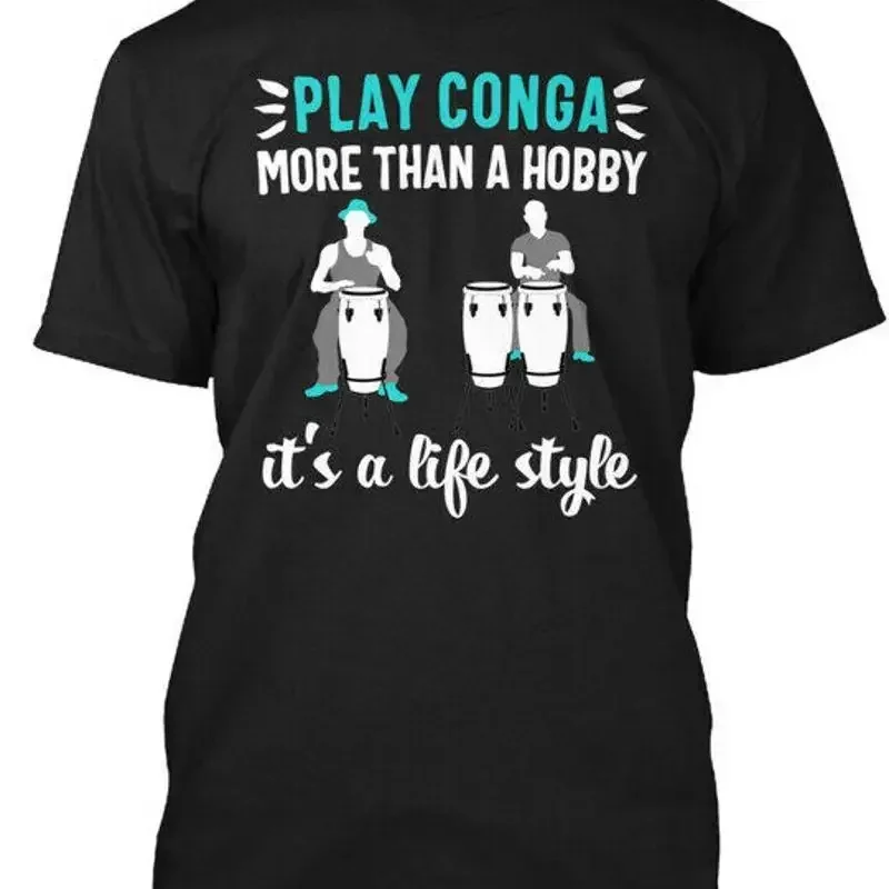 Fashionable Conga Drum Cuba Music Tumbadora Drummer T Shirt Made in USA S to 5XL