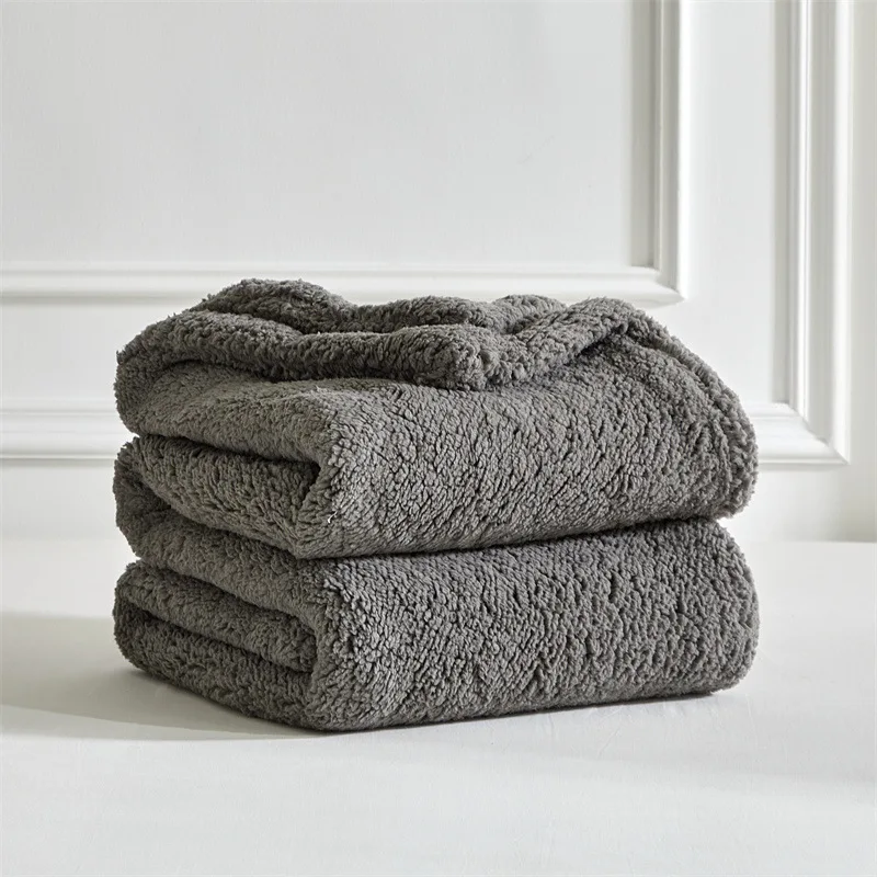 150x200cm Universal Lamb Velvet Blankets for Beds Long Plush Solid Throw Blanket Warm Tapestry Sleeping Home Use Blankets Adults