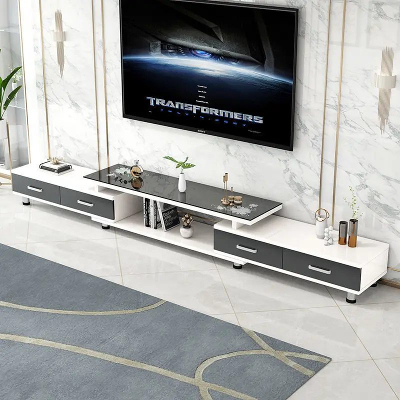 

European rounded corner coffee table simple modern TV cabinet combination tempered glass small apartment tea table living room