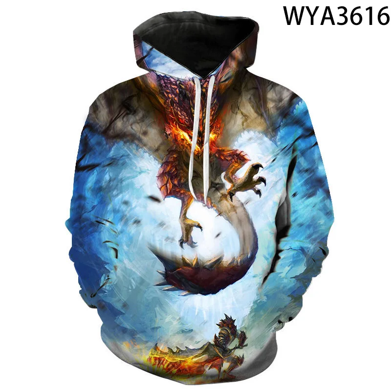 New Cool 3D Print Monster Hunter Hoodies Men Women Children Game Sweatshirts Long Sleeve Boy Girl Kids Pullover