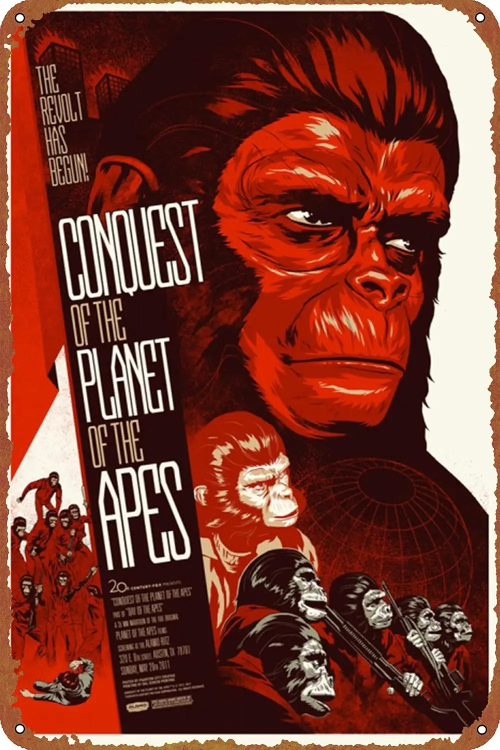 Conquest of the Planet of the Apes Poster Retro Vintage Funny Metal tin Sign Outdoor Kitchen Decor Bar Pub Club Cafe Home Indoor