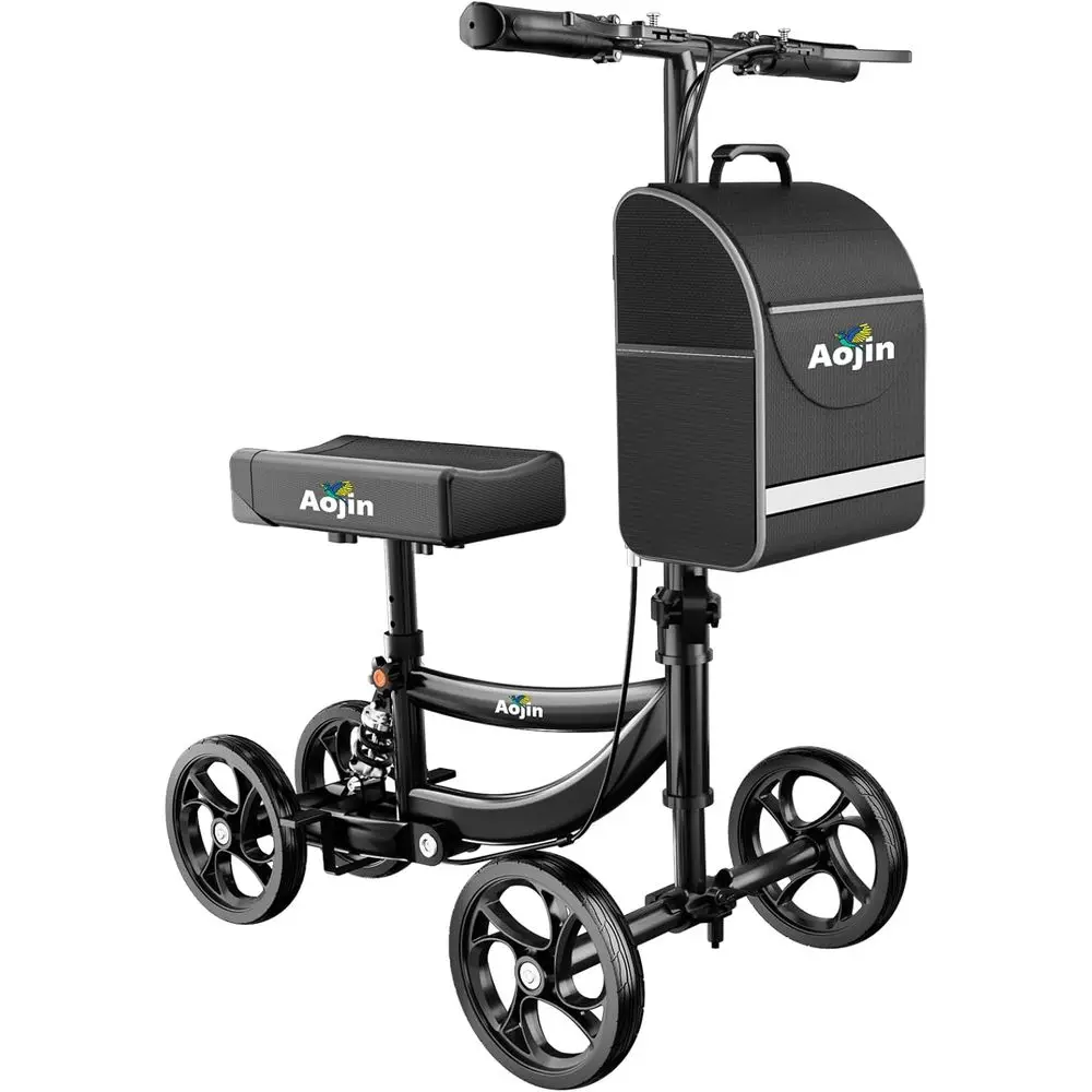 

Вездеходный регулируемый самокат-костыль с сумкой, широкое сиденье 13 дюймов, нагрузка до 136 кг, компактная альтернатива костылям (черный)