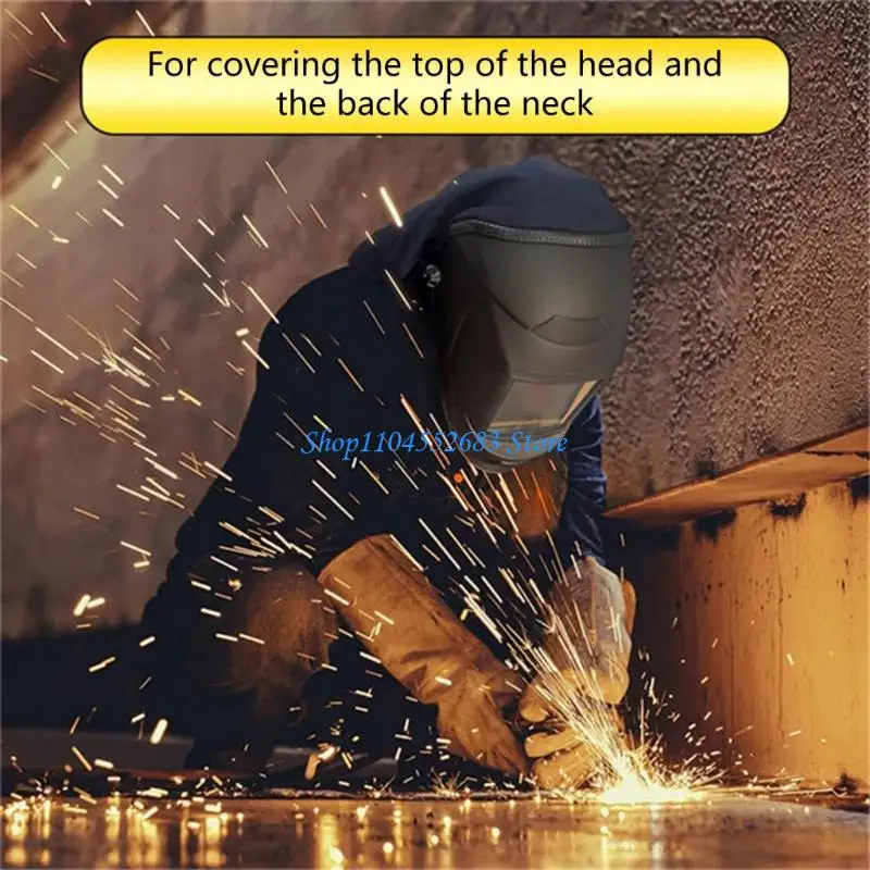 

Y6GD 2Pcs Welding Helmets Cover And Bib Set Heat Resistant Leather Fabric Protective Gear