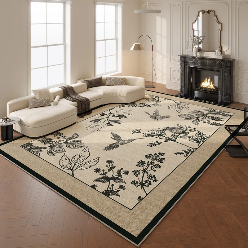 French Style Carpets for Living Room Large Area Bedroom Decor Soft Carpet Washable Lounge Floor Mat Anti-slip Study Flower Rug