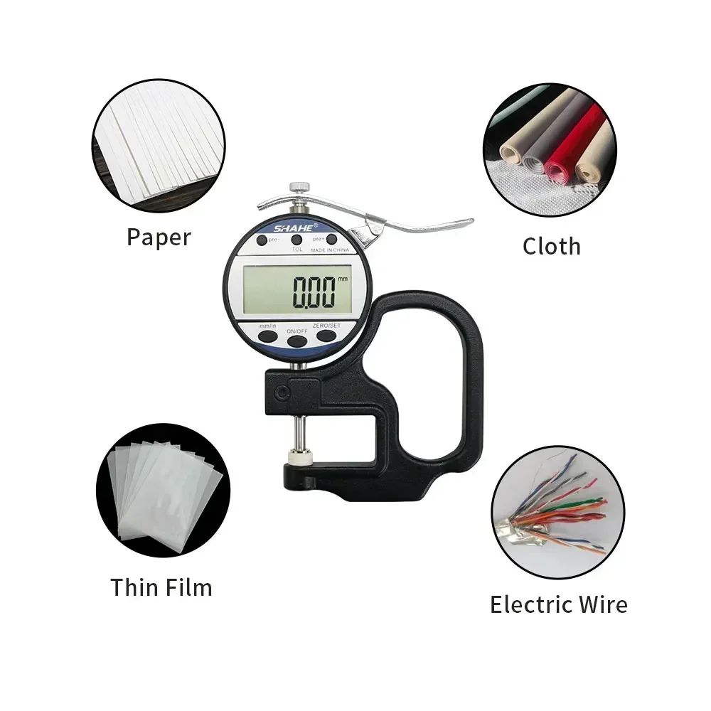 Shahe Digital Thickness Gauge 0-10/0-25mm mm 0.01 mm Leather Thickness Gauge Glass Thickness Gauge Measuring Tool