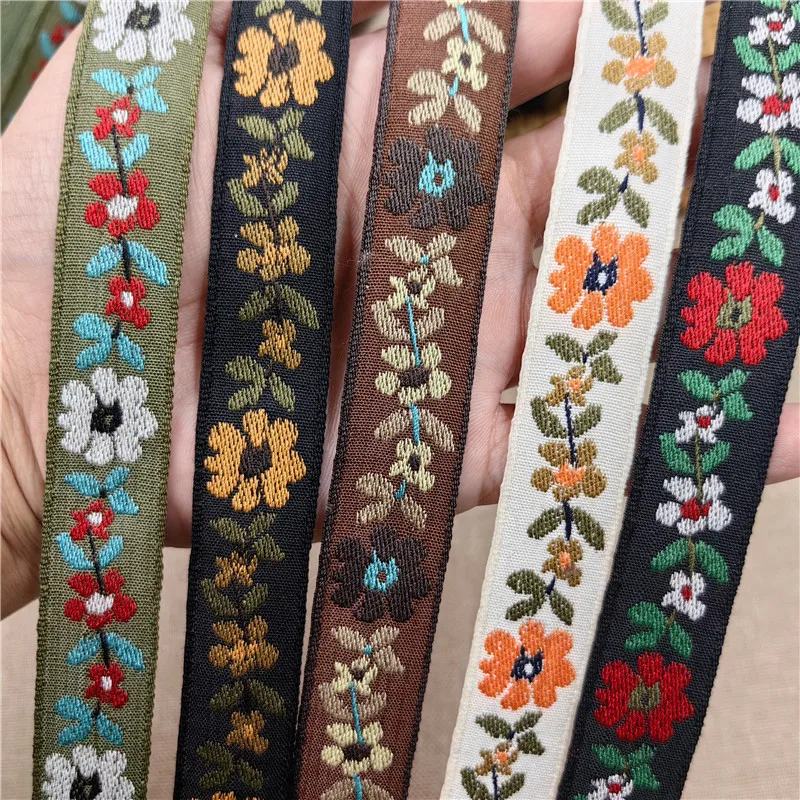 3Yard 2CM Vintage Frayed Old Fashioned Lovely Flower Cotton Handmade Embroidered Jacquard Ribbon Trim For Strap Webbing Collar