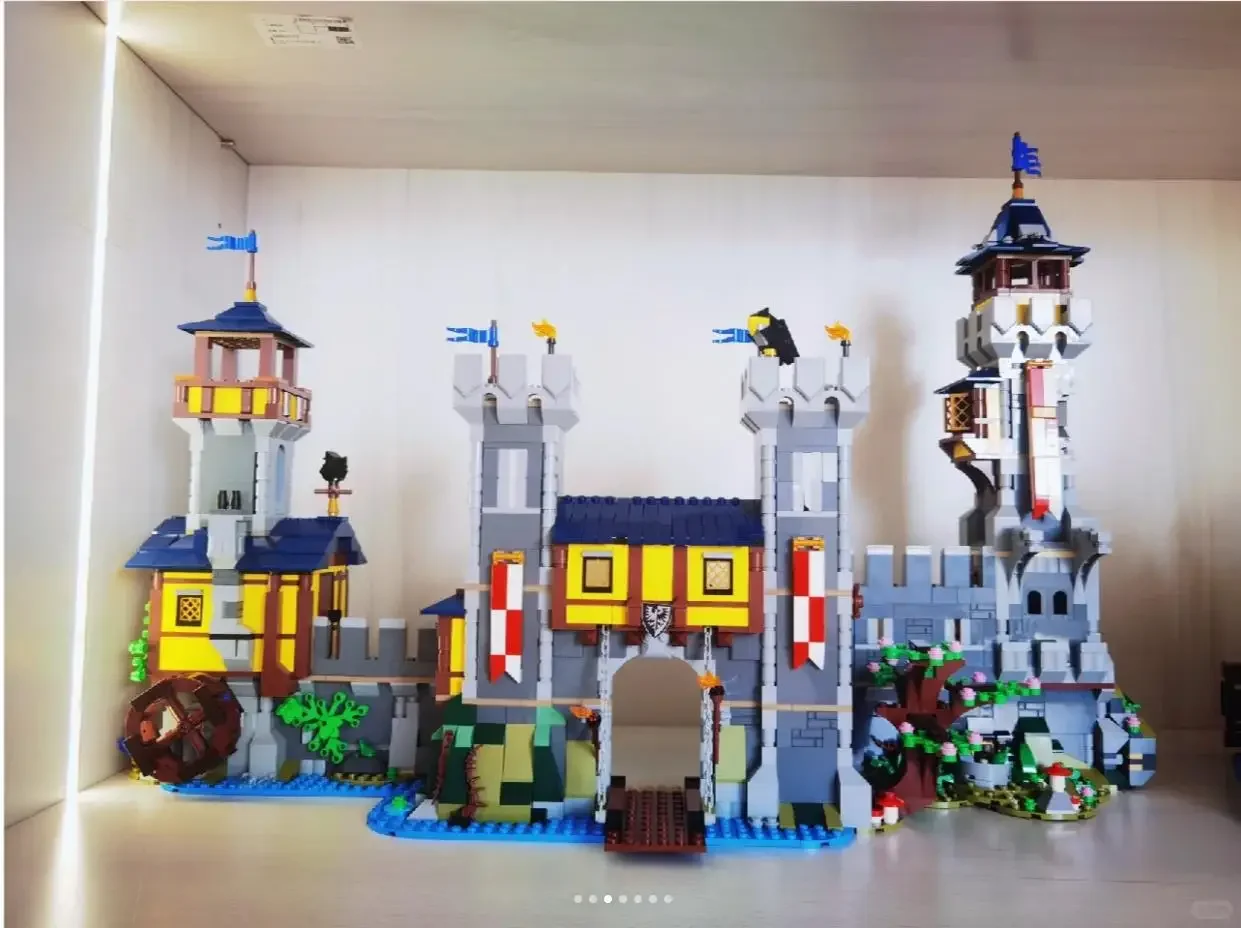 2024 زخرفة سطح المكتب 3 في 1 قلعة القرون الوسطى تناسب 31120 لمجموعة هدايا عيد ميلاد الأطفال