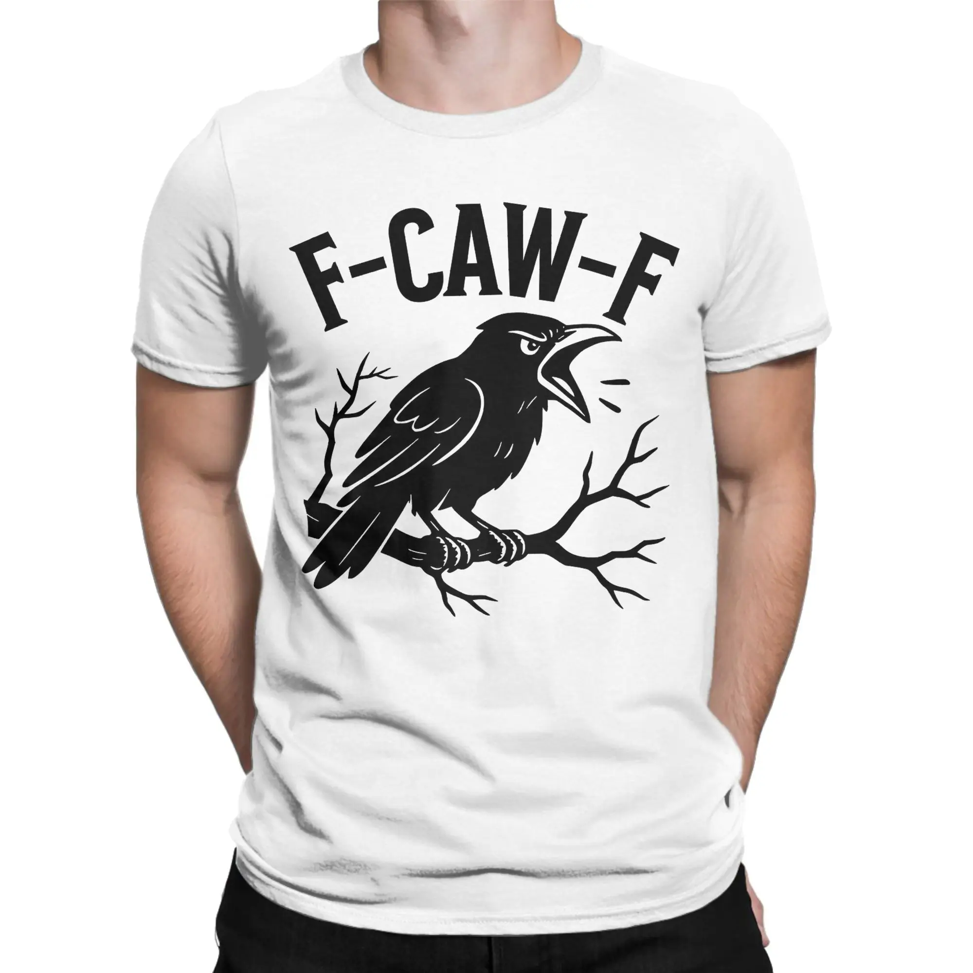 

Черная ворона, F-Caw-F забавная футболка с черной птицей для мужчин и женщин, подарочные футболки, одежда из 100% хлопка