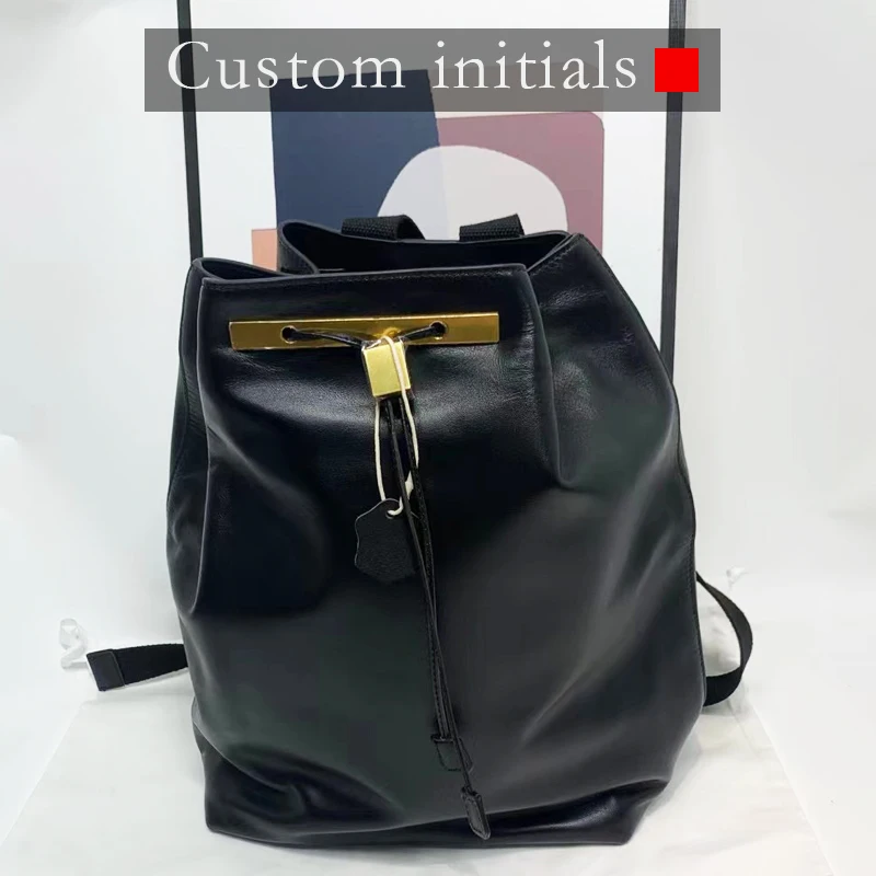 Custom Name Initials 100% Genuine Leather Backpacks For Women Luxury Designer Handbags 2024 New In Natural Cowhide Shoulder Bag