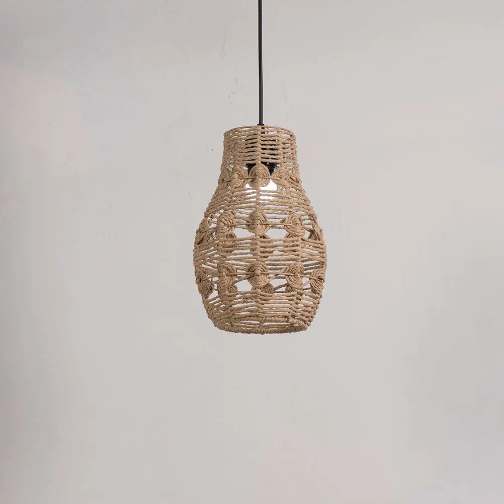 Woven Pendant Light Shade Rustic Hanging Lamp Shade Farmhouse Lampshade Replacement for Restaurant Hotel Indoor Use