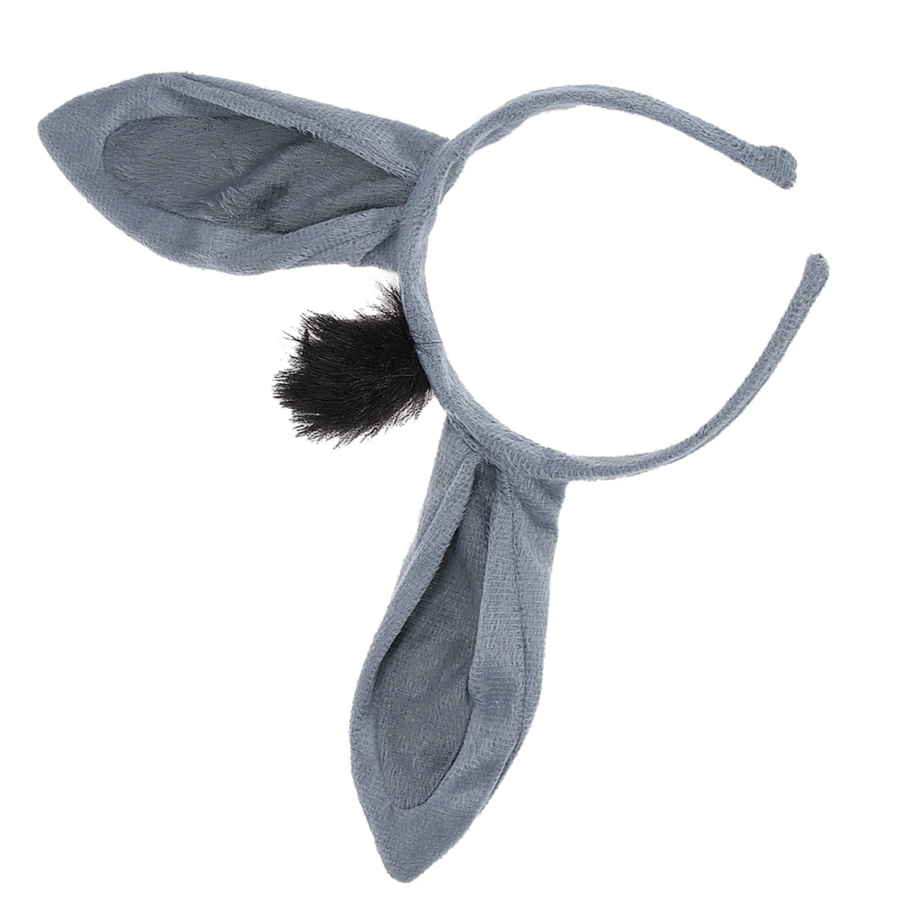

Donkey Headband Animal Ear Hair Decoration Gray Color Soft Ears Headwear Role Play Costumes Holiday Carnival Adult Size